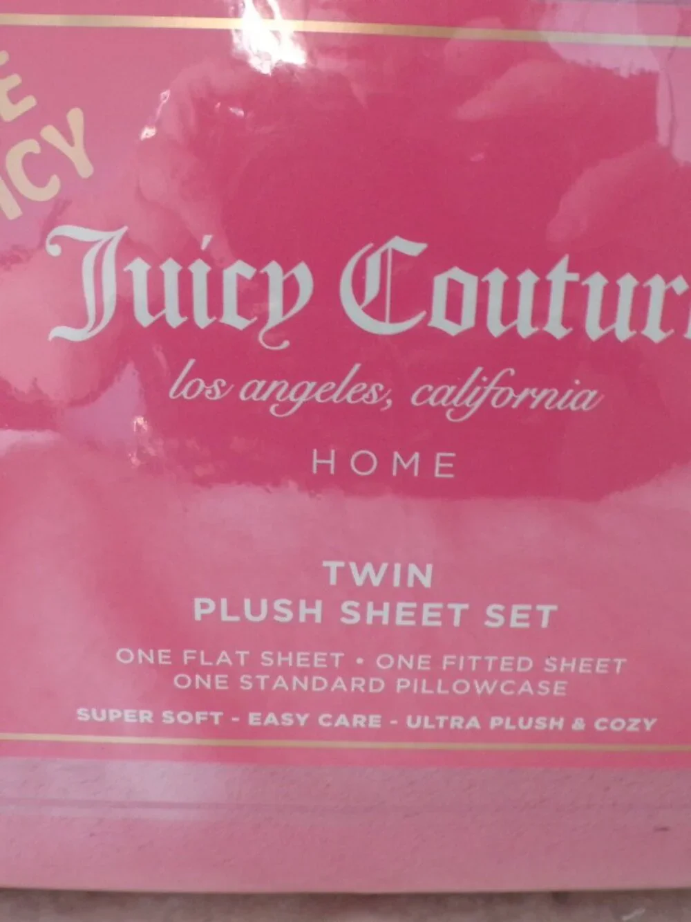 Juicy Couture Plush Sheet Set Pink Soft & Cozy Twin 3 Pieces NEW